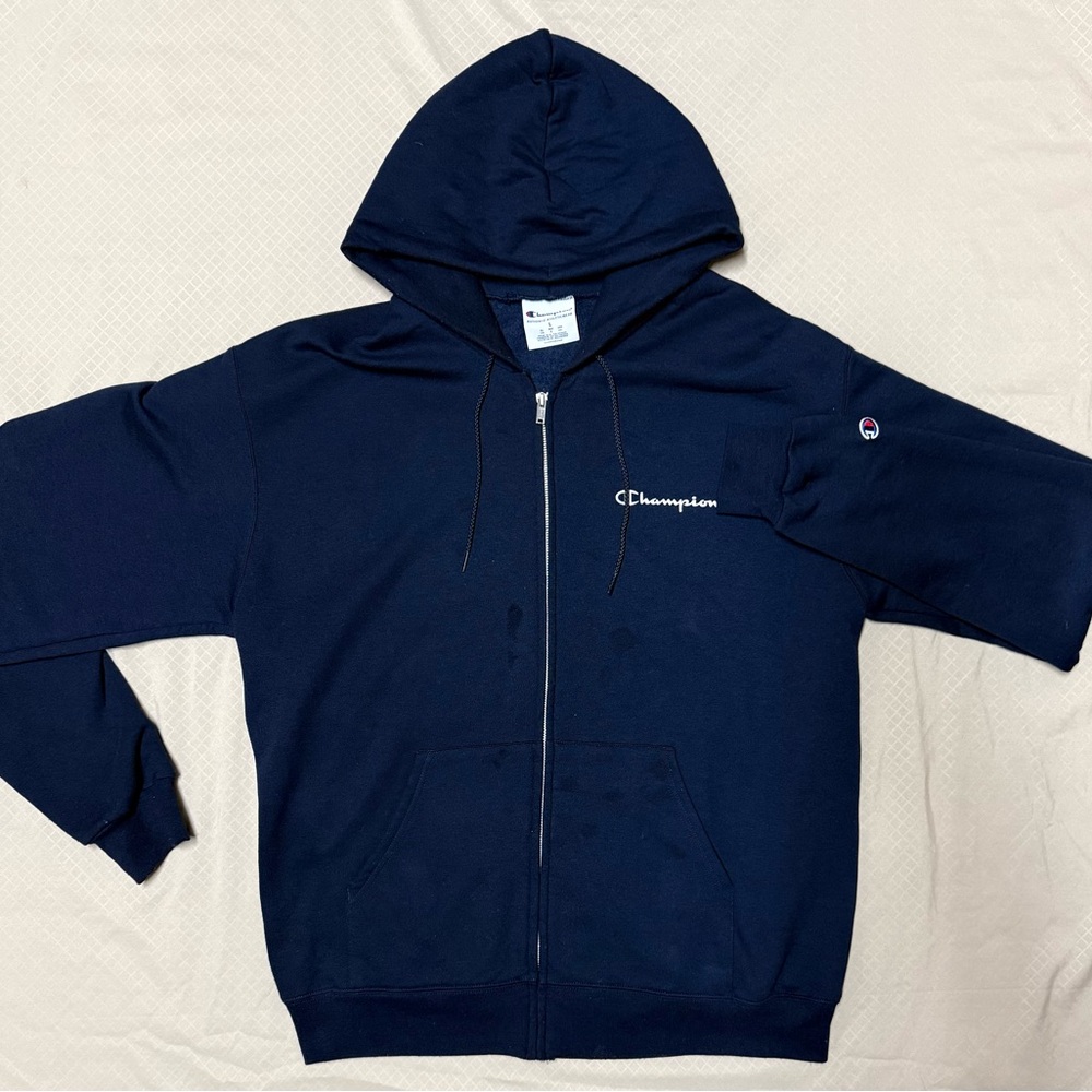 Champion Men's Dark Blue Zip-Up Sweater